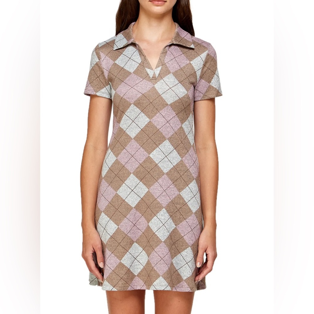 Dual Nature Knit Argyle Polo Dress Color Sage Sz M never worn perfect condition